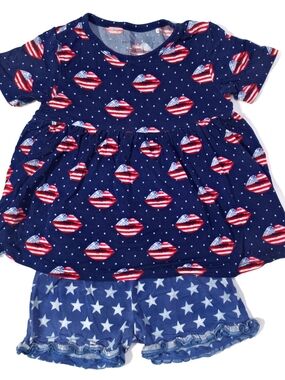 Posh Peanut PP July Kisses Patriotic Set Bamboo 4t Independence Day 4th Of July